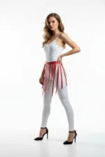 Kırmızı Halka Detaylı Deri Mini Etek SH579