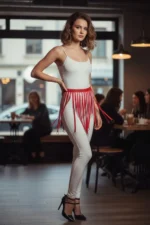 Kırmızı Halka Detaylı Deri Mini Etek SH579 - Image 4