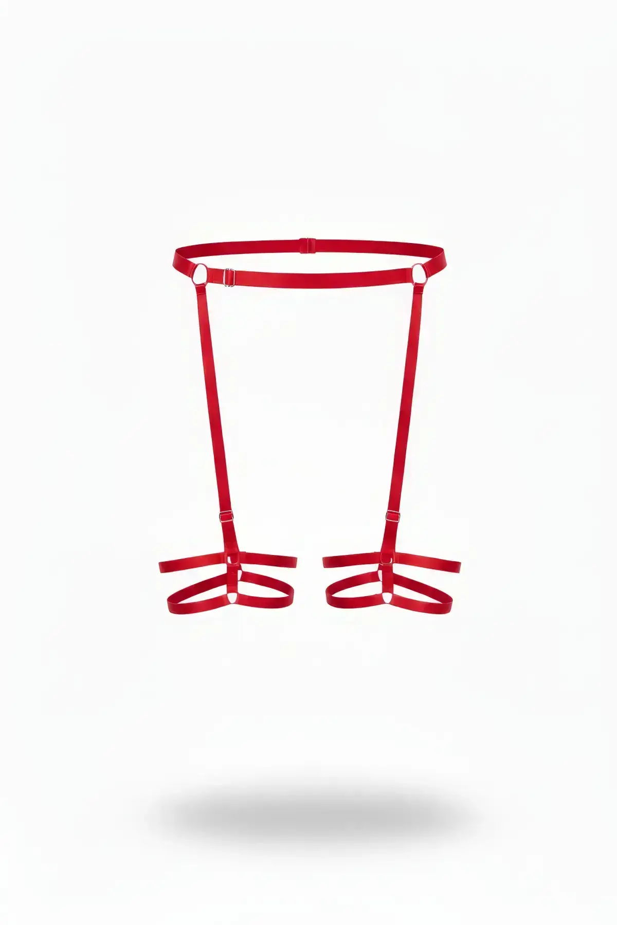 Red Garter Harness Adjustable Ring Detail Leg Band - SH591