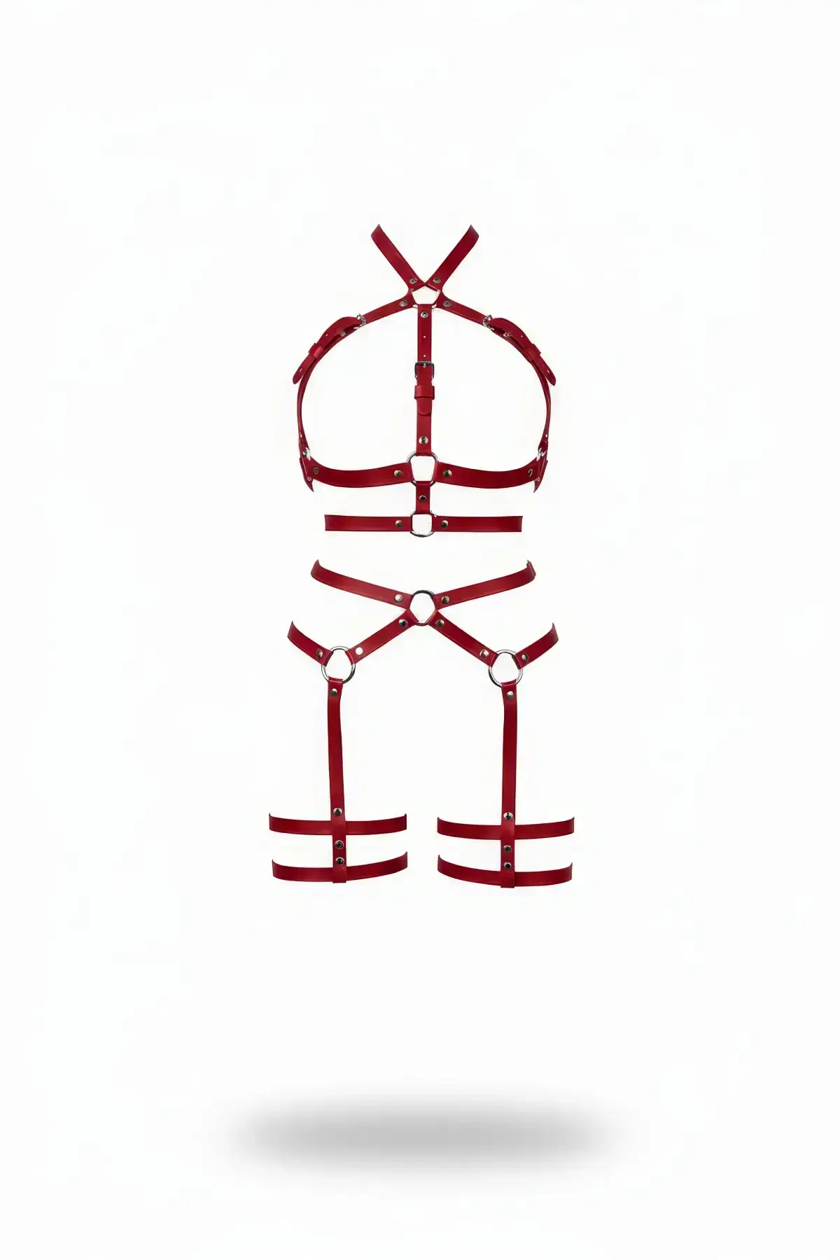 Red Harness Set Leather Multi-Strap Body Accessory - SH598