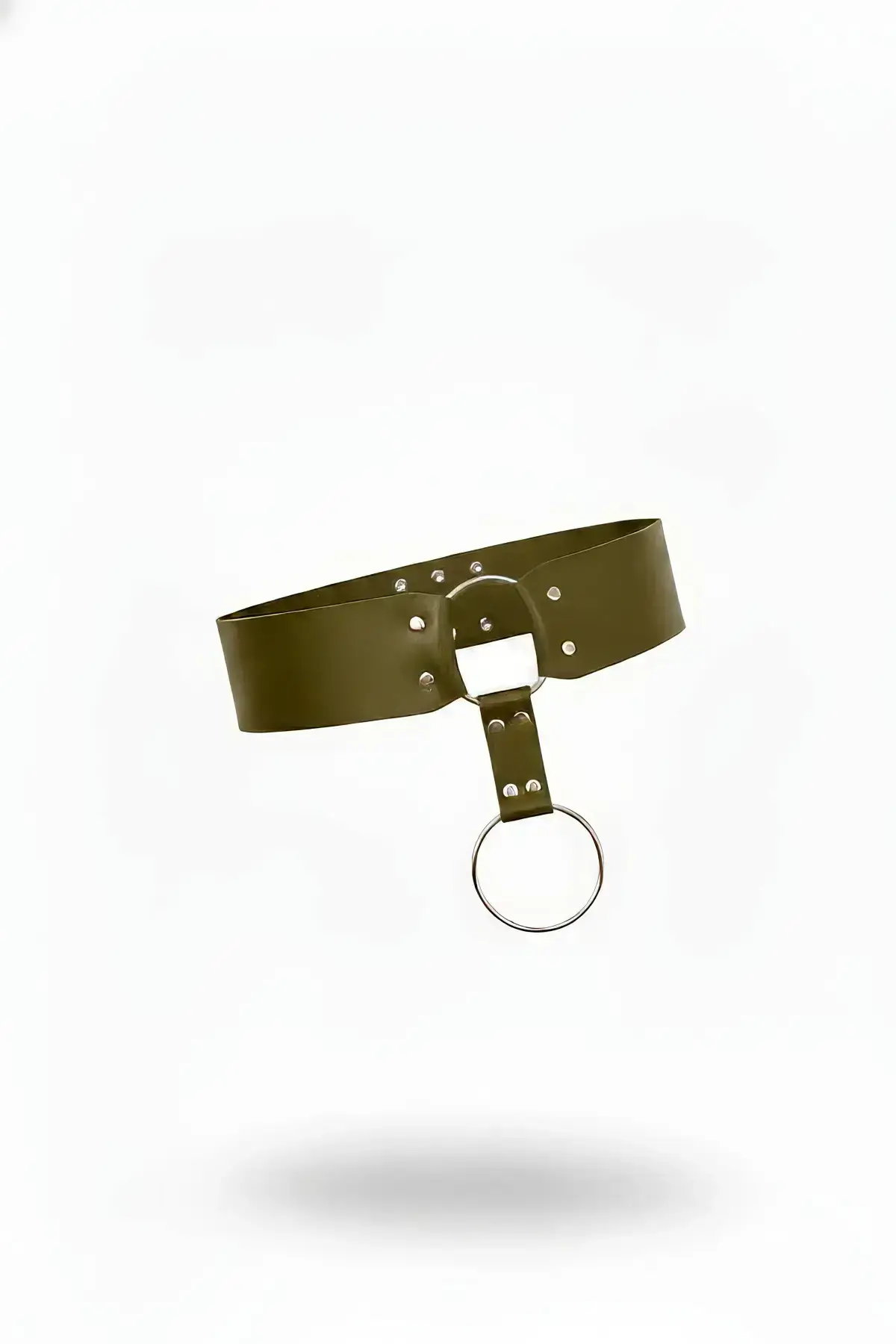Khaki Women's Belt with Thick Waistband and Ring Detail - SH610