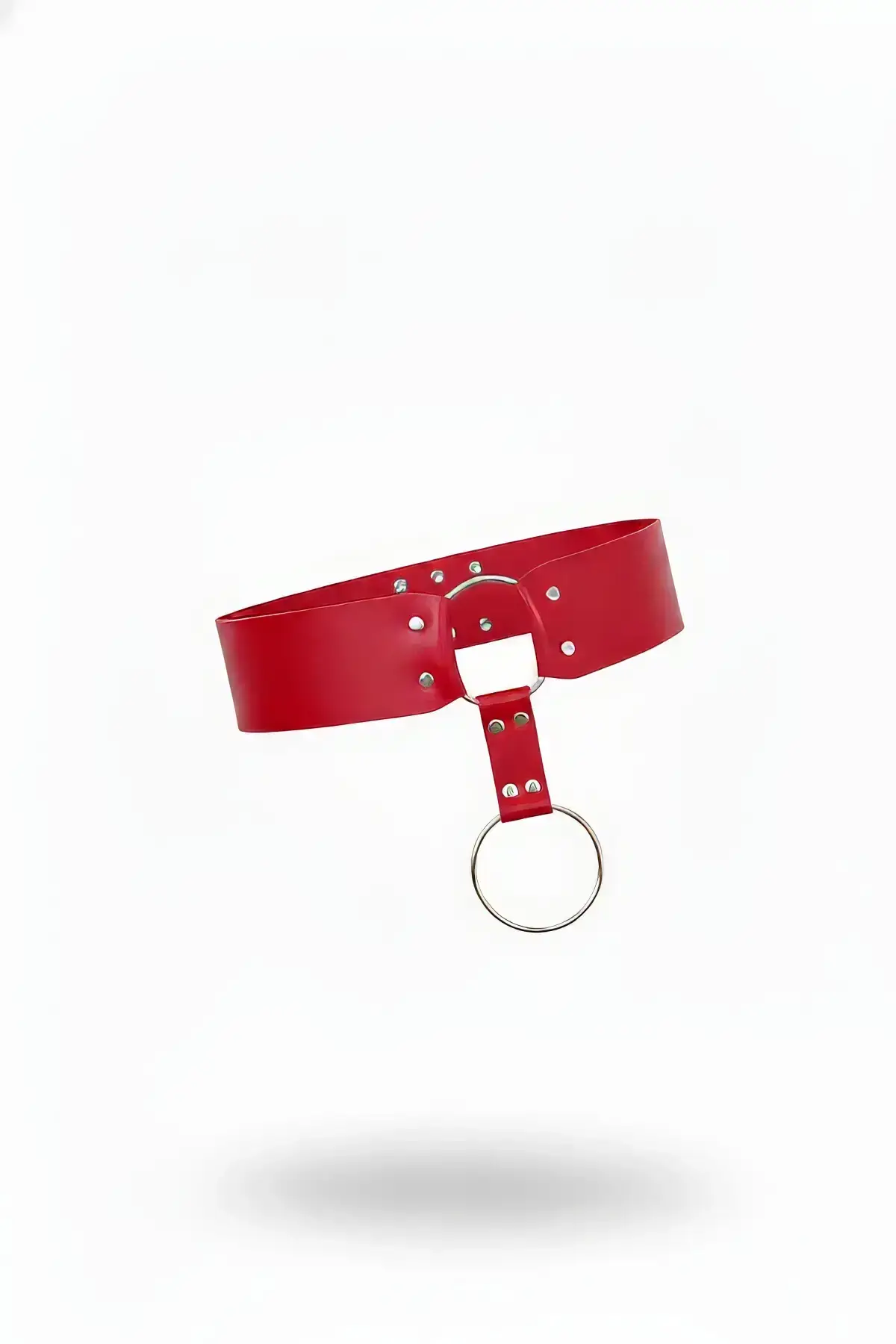 Red Women's Belt with Thick O-Ring Detail Waist Accessory - SH610
