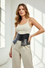 Black Women's Belt Wide Corset Detail Waist Accent - SH611 - Image 3