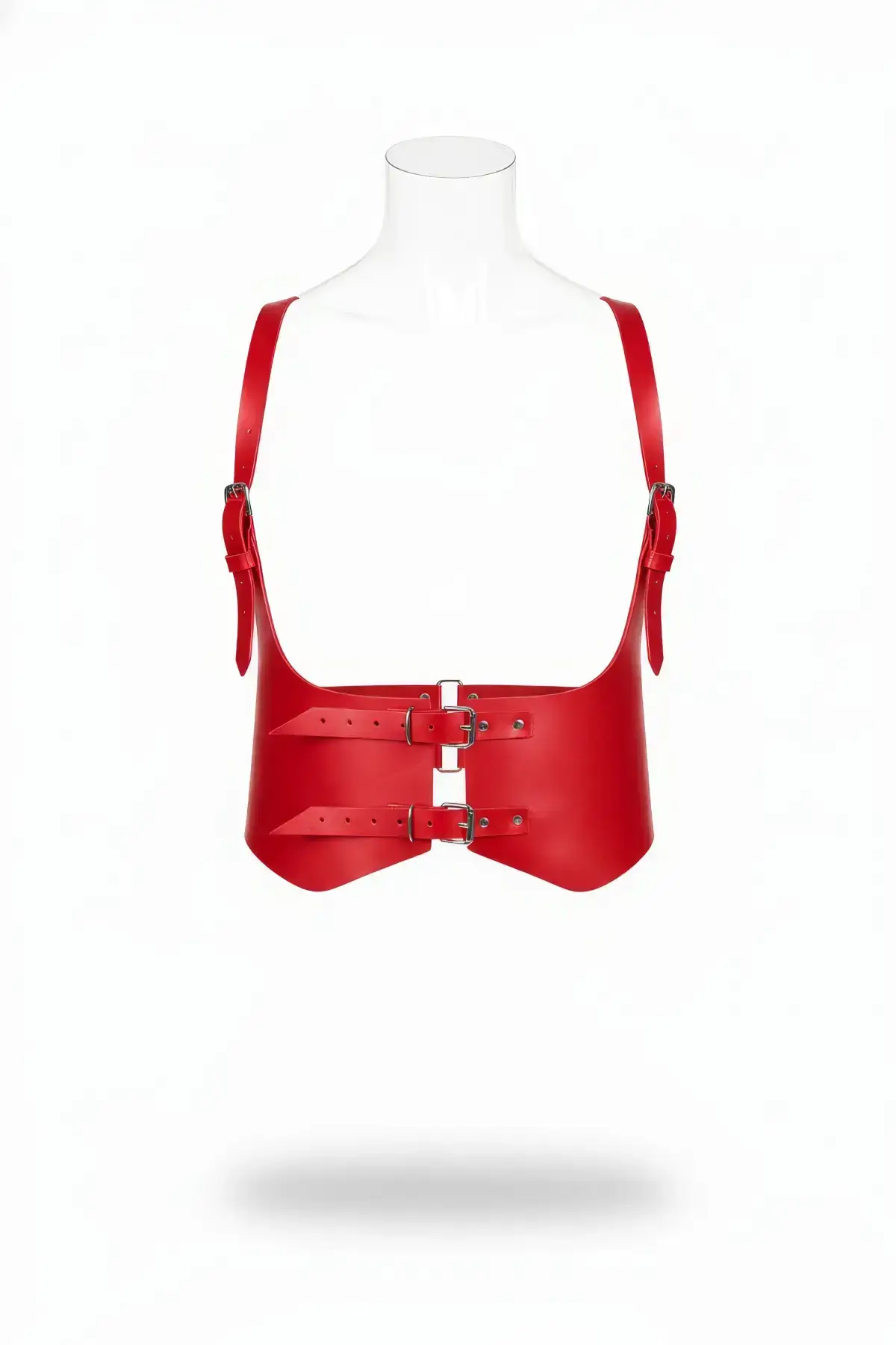 Red Women's Belt, Thick Corset-Style Buckle Waist Accessory - SH612