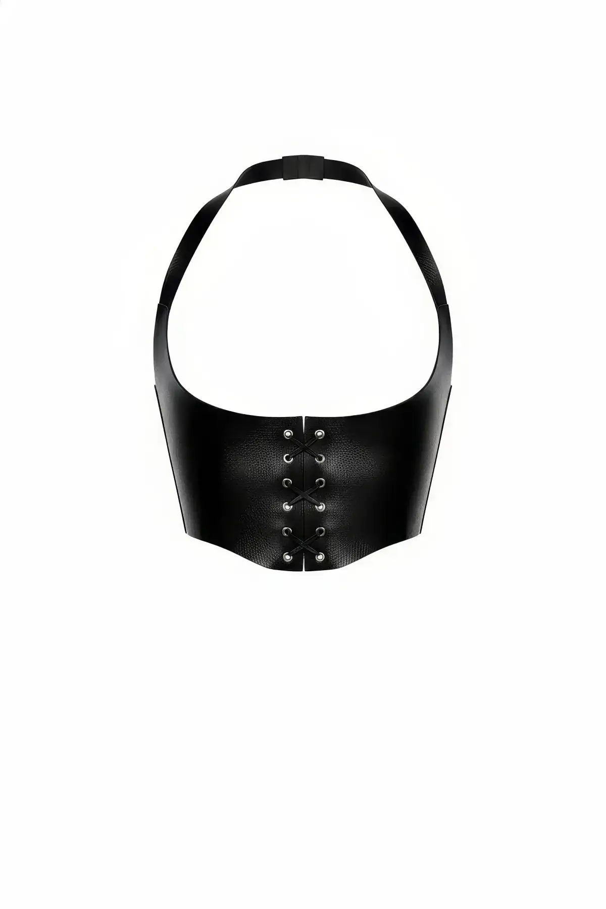 Black Women's Leather Corset Waist Accessory with Belt Closure - SH613