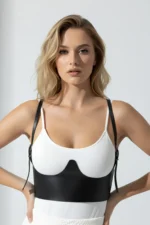 Black Women's Belt Faux Leather Wide Corset Style Waist Accessory - SH614 - Image 7