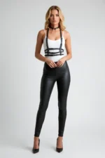 Black Women's Belt with Multiple Buckles, Leather Body Accessory - SH615 - Image 2