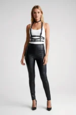 Black Women's Belt with Multiple Buckles, Leather Body Accessory - SH615 - Image 4