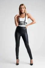 Black Women's Belt with Multiple Buckles, Leather Body Accessory - SH615 - Image 5