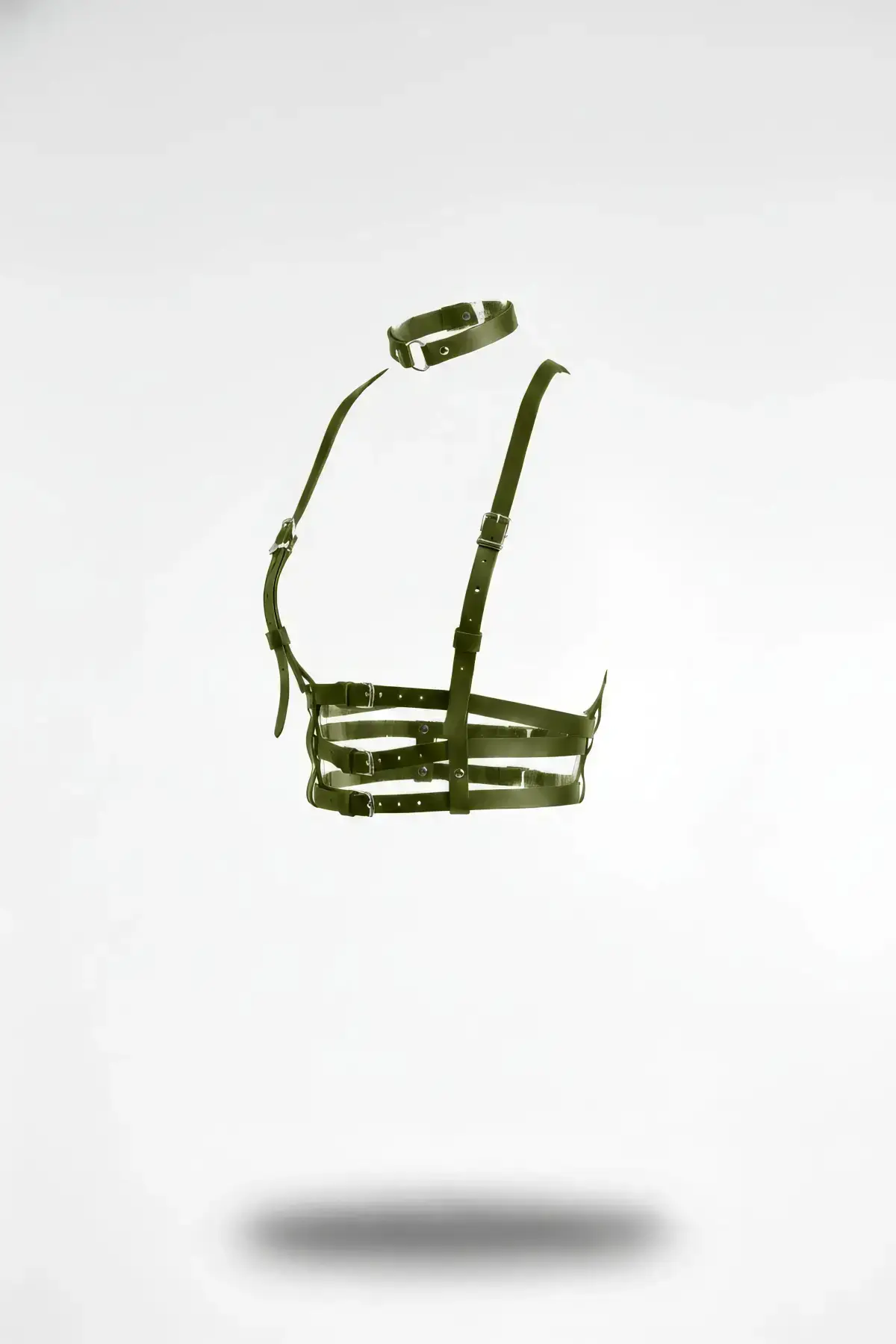 Khaki Women's Belt, Faux Leather, Multiple Straps, Neck Detail - SH615