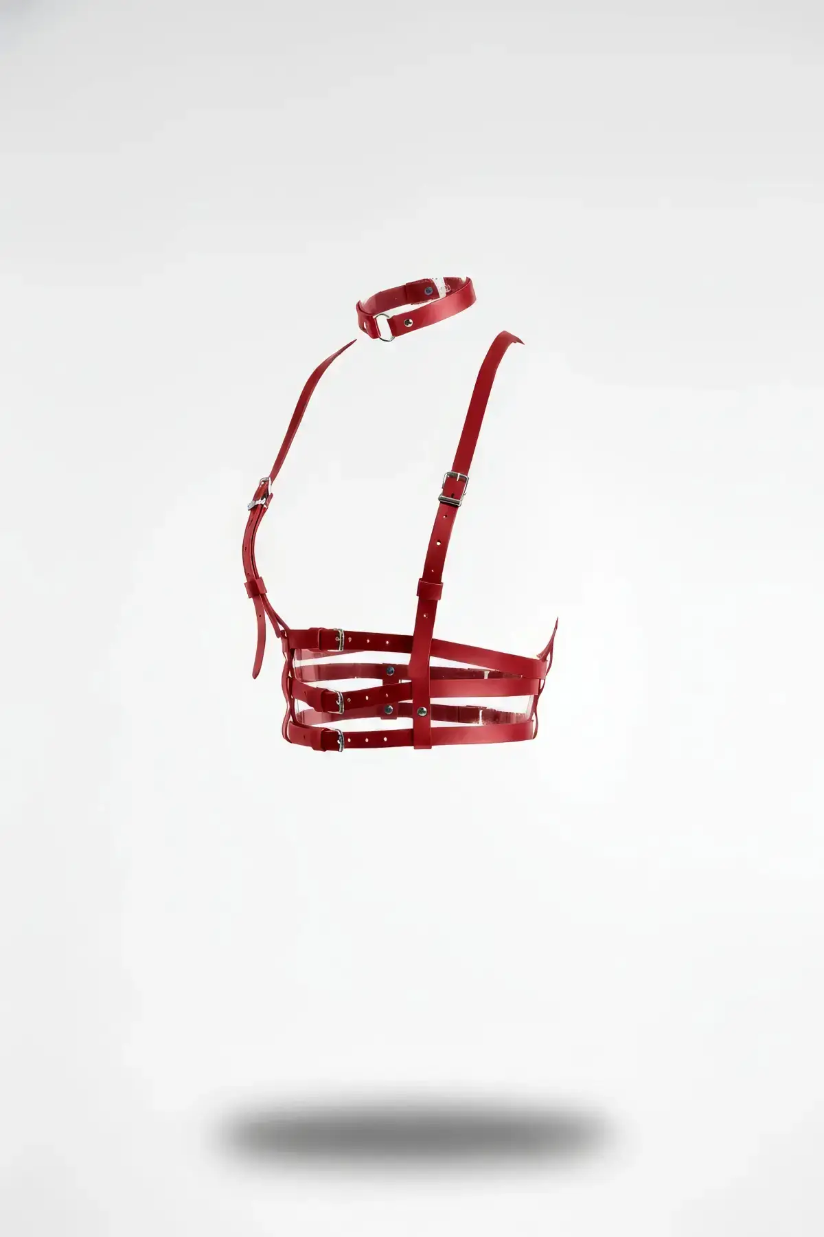 Red Women's Belt Multi-Strap Body Accessory with Neck Detail - SH615