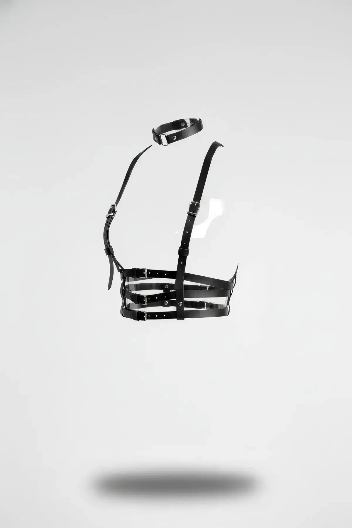 Black Women's Leather Multi-Band Body Harness - SH615