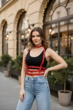 Red Women's Belt with Multiple Buckles Body Accessory - SH615 - Image 5