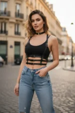 Black Women's Belt Multi-Band Adjustable Body Belt - SH615