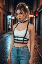 Black Women's Belt Multi-Band Adjustable Body Belt - SH615 - Image 4