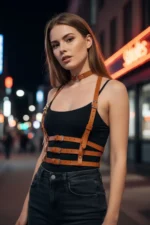 Women's Leather Belt with Multiple Buckles - SH615 - Image 4