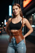 Women's Belt Corset Style Wide Waist Accessory with Shoulder Detail - SH616 - Image 3