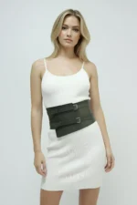 Khaki Women's Belt with Double Buckle Wide Waist Corset - SH617 - Image 6