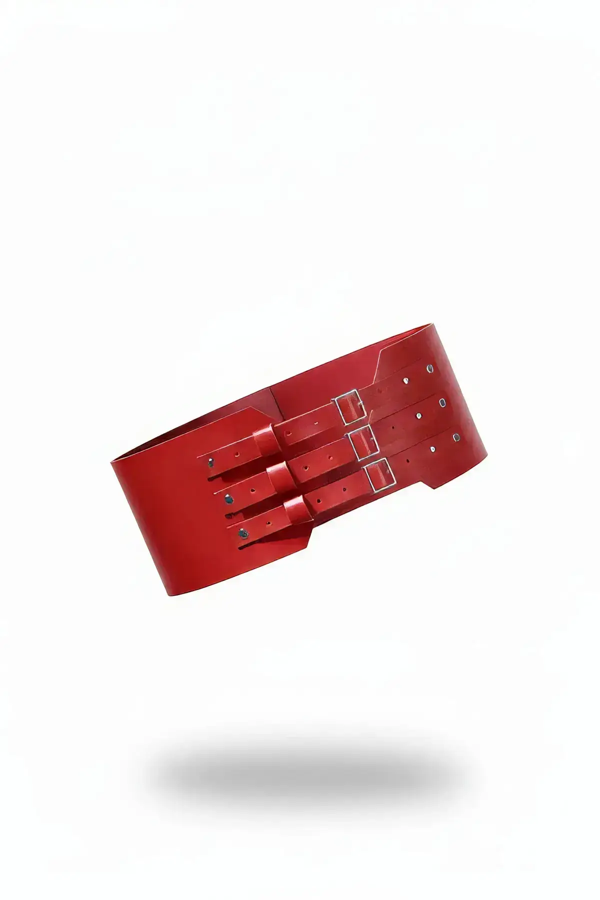 Red Women's Belt, Three Buckle Wide Corset Belt - SH618
