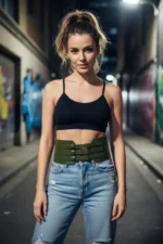 Khaki Women's Belt Wide Corset Detail Waist Accessory - SH618 - Image 3