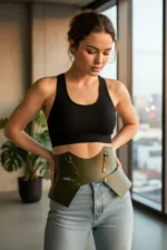 Khaki Women's Belt Corset Cut Wide Waist Belt - SH619 - Image 2