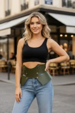 Khaki Women's Belt Corset Cut Wide Waist Belt - SH619 - Image 4