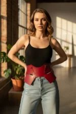 Red Women's Belt Corset Cut Thick Waist Belt - SH619 - Image 2