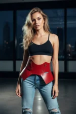 Red Women's Belt Corset Cut Thick Waist Belt - SH619 - Image 4