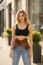 Women's Wide Leather Belt, Corset-Style Waist Accessory - SH619