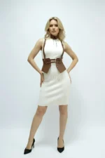 Women's Corset with Belt Shoulder Detail and Double Buckle - SH622 - Image 3