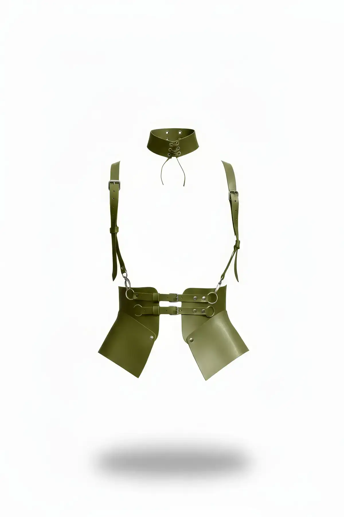 Khaki Women's Wide Corset Belt with Shoulder Connection - SH622