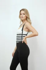 Black Women's Belt with Chain Detail, Multi-Band Corset Waist Accessory - SH626 - Image 4