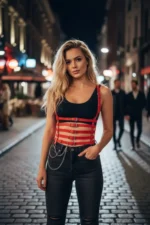 Red Women's Belt Multi-Strap Buckle Body Accessory - SH626 - Image 2