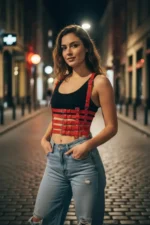 Red Women's Belt Multi-Buckle Corset Body Belt - SH630 - Image 3