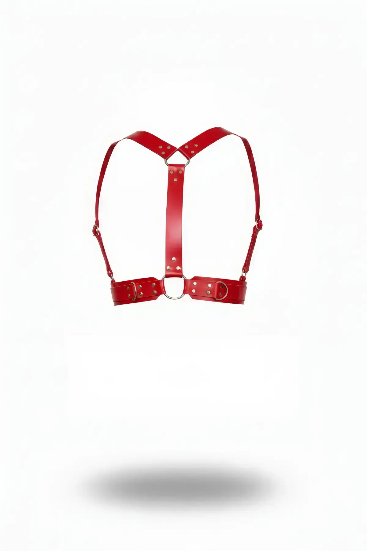 Red Women's Belt Faux Leather Body Accessory with Shoulder Detail - SH631