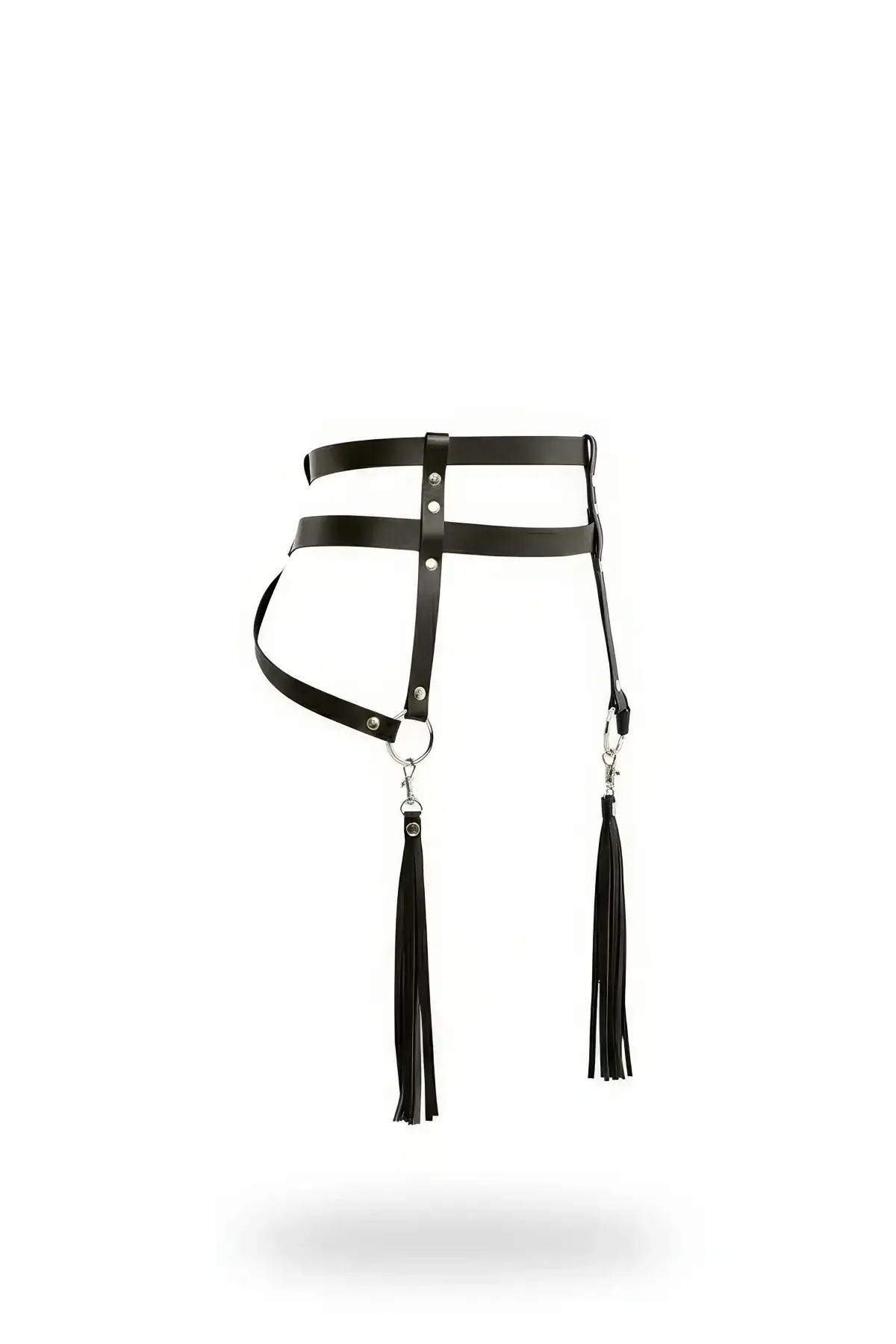 Black Women's Belt with Multi-Strap Tassel Detail Body Accessory - SH645