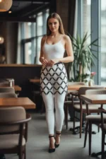 Siyah Kafes ve Halka Detaylı Deri Mini Etek SH694 - Image 4