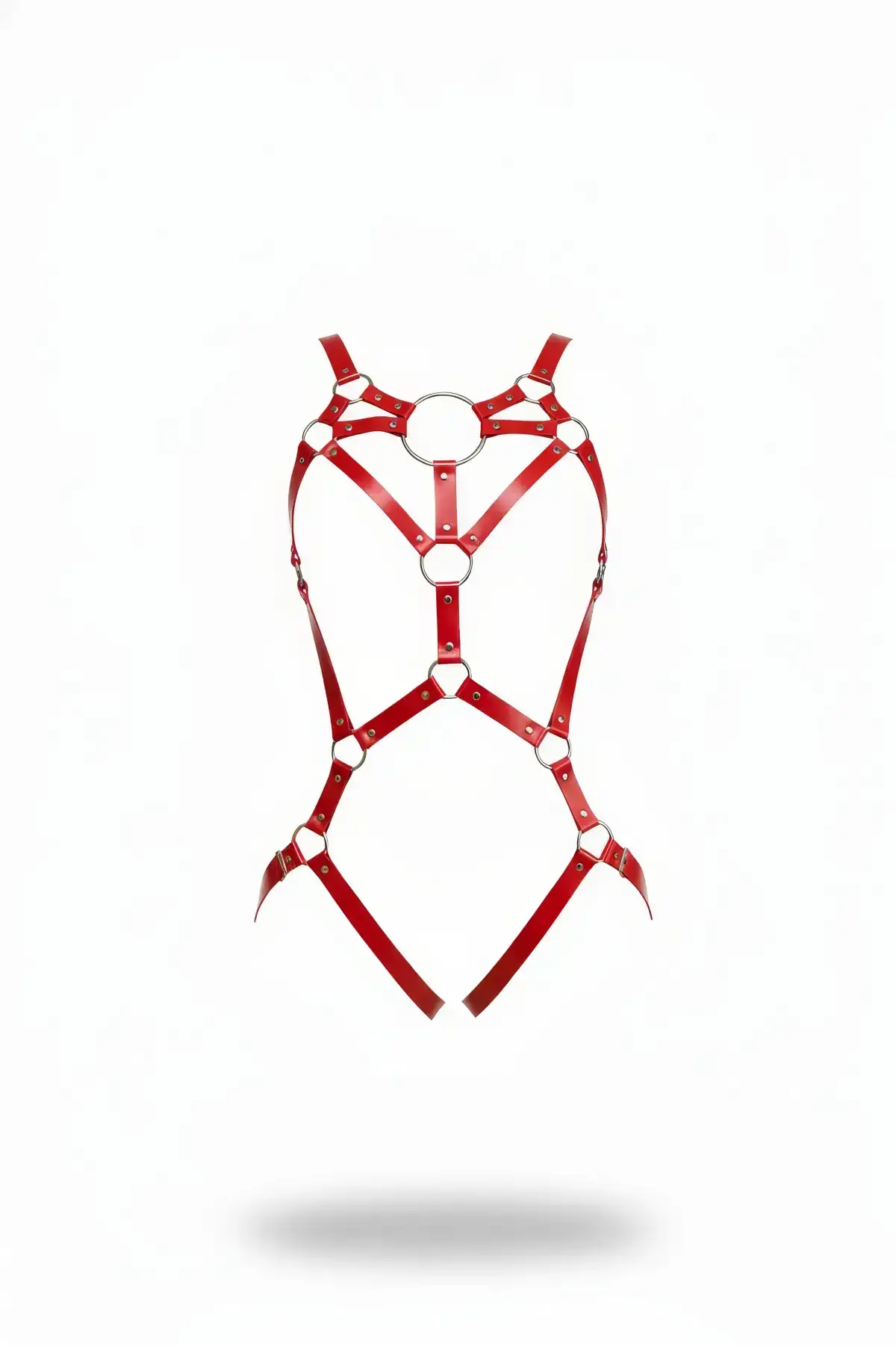 135446.webp Kırmızı Suni Deri Halka Detaylı Ayarlanabilir Body Harness SH706 - Image 1