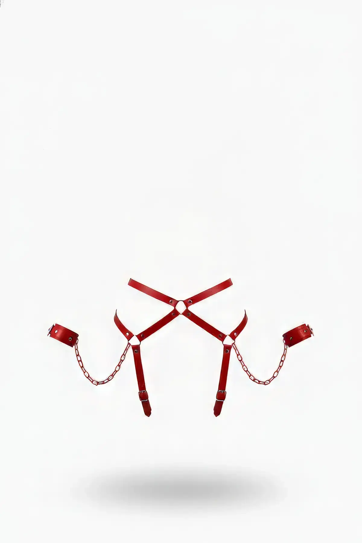 Red Harness Set with Chain Detail and Handcuffs - SH708