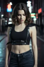 Black Women's Leather Belt Shoulder Armor Detail Body Accessory - SH717 - Image 4