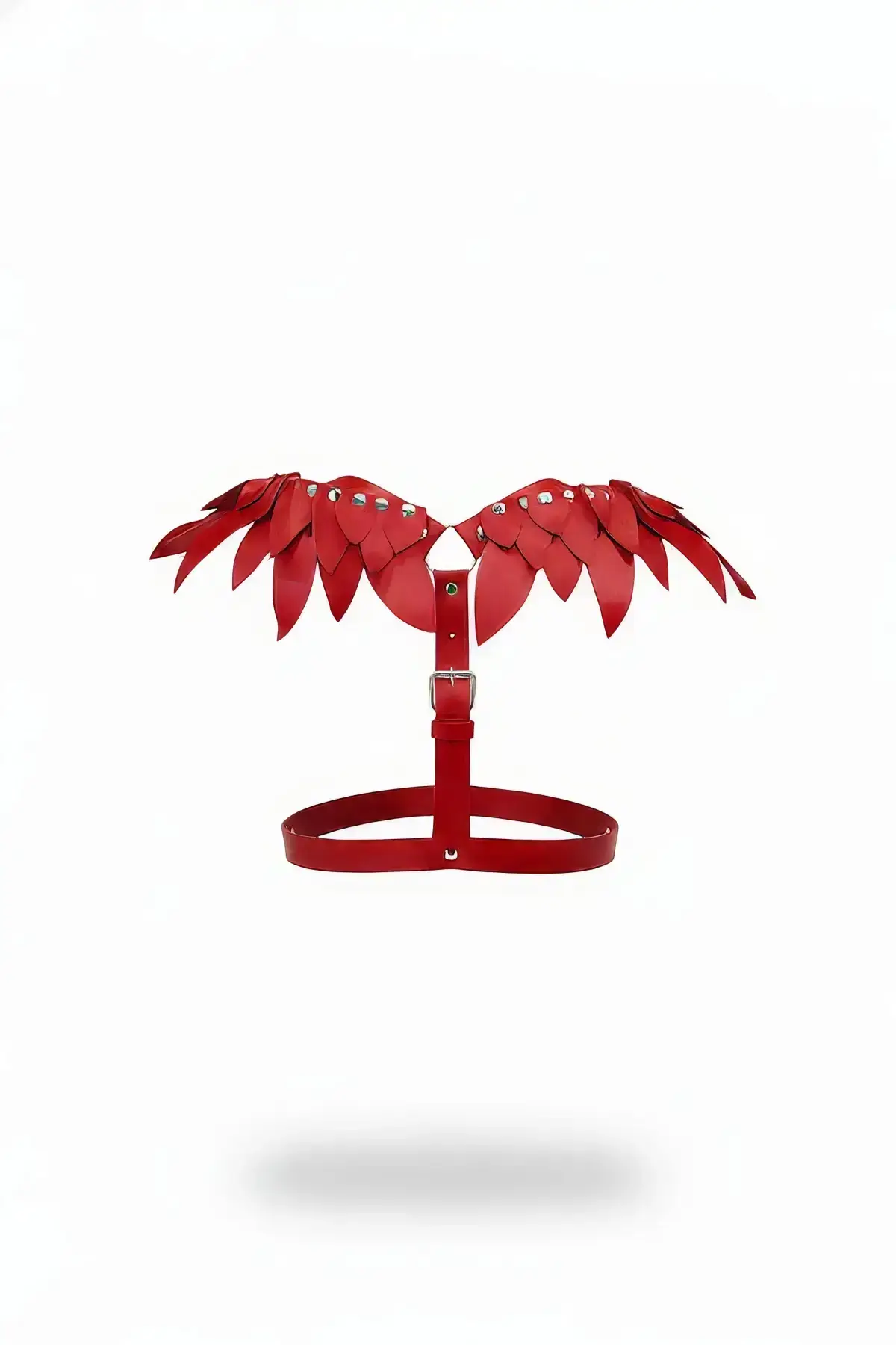 Red Women's Leather Layered Chest Harness Belt - SH726