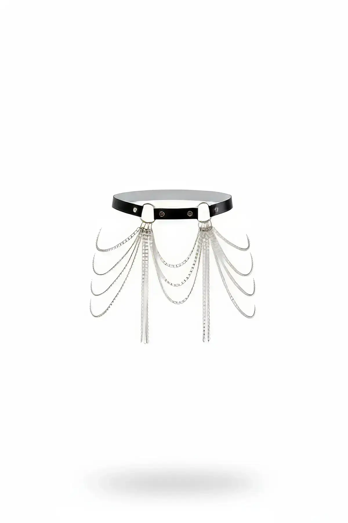 Black Women's Belt with Chain Detail Layered Waist Accessory - SH729