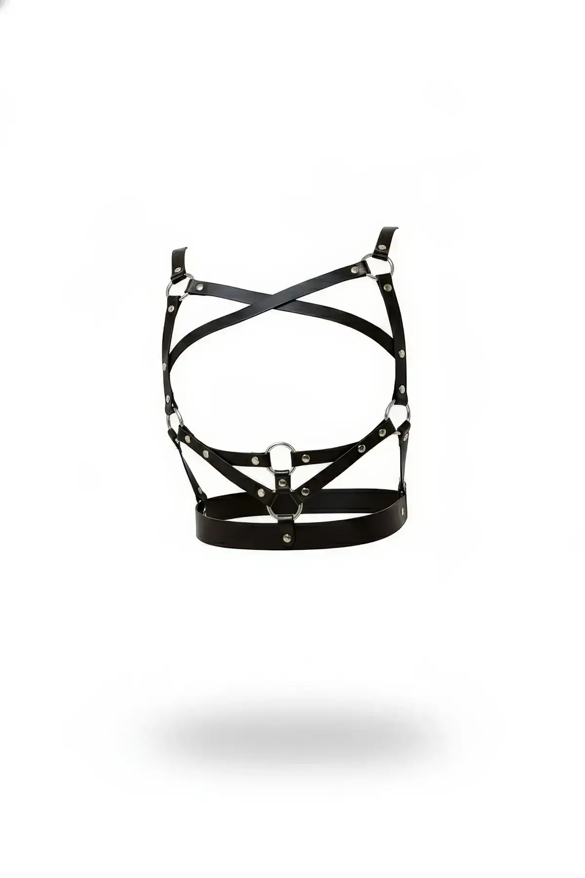 Black Women's Belt with Metal Ring Detail Body Accessory - SH730