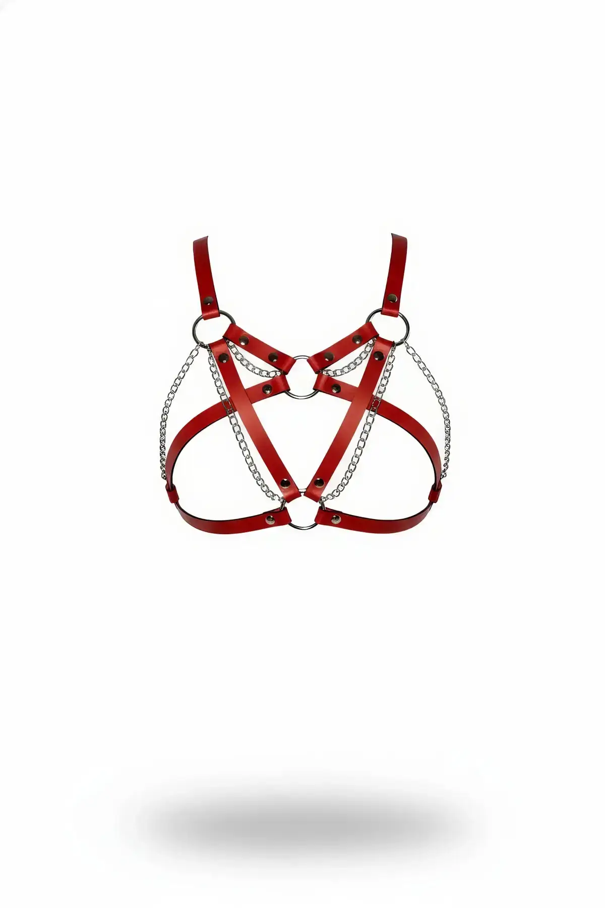 Red Women's Belt Chain Detail Ring Accessory - SH741