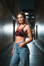 Red Women's Belt with Multiple Straps and Chain Detail Body Accessory - SH741 - Image 3