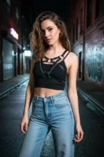 Black Women's Belt with Leather Chain Detail Body Accessory - SH741 - Image 3