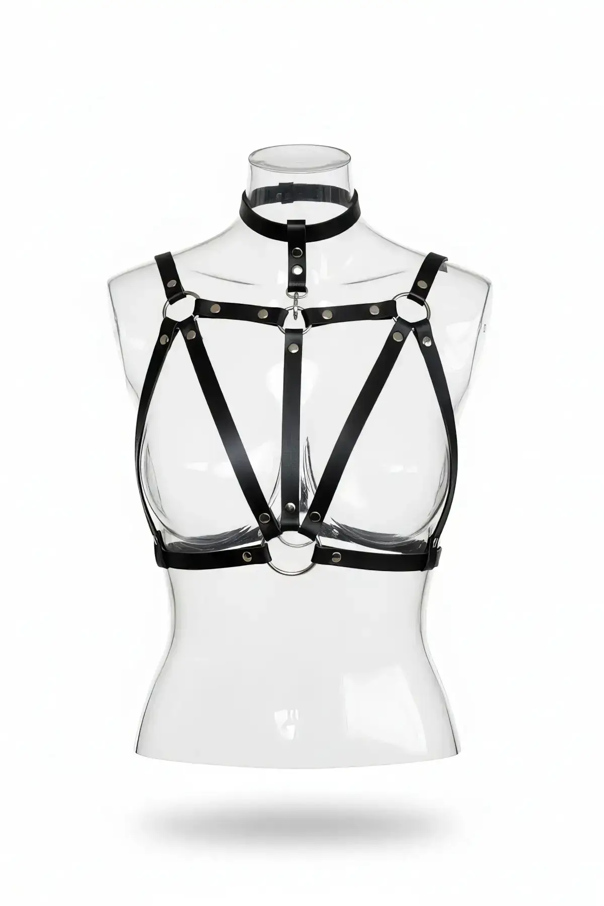 Black Women's Belt with Leather Ring Detail Body Accessory - SH747