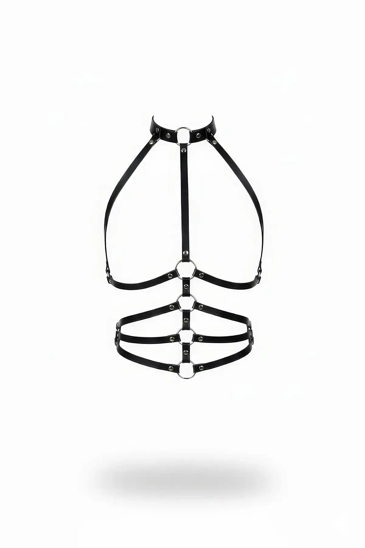 Black Women's Faux Leather Body Accessory with Belt Loop Detail - SH749