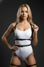 Black Women's Garter Harness Faux Leather Adjustable Body Leg Accessory - SH753 - Image 5