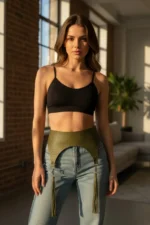 Khaki Women's Belt with Thick Tassel Detail Waist Accessory - SH755 - Image 2